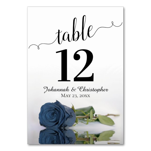 Numéro De Table Reflet Dusty Steel Blue Rose Élégant mariage (Dos)