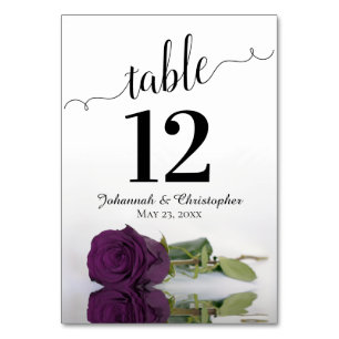 Numéro De Table Reflet Plum violet Rose Élégant mariage