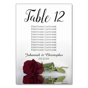 Numéro De Table Reflet Rose de Bourgogne  Mariage du tableau de bo