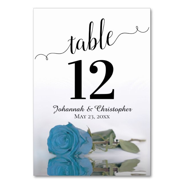 Numéro De Table Reflet Sky Blue Turquoise Rose Élégant mariage (Par défaut)