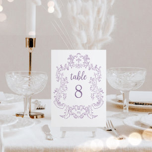 Numéro De Table Regal Lavender   Vintage Baroque Frame Mariage
