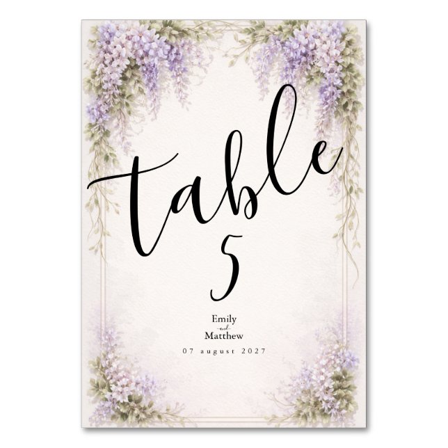 Numéro De Table Regency Wisteria Wedding Table Number Card (Par défaut)