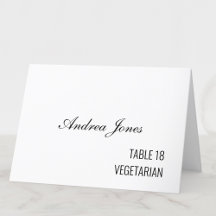 Repas Choix Nom du client Black Script Place Card