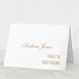 Numéro De Table Repas Choix Nom du client Golden Beige Place Card