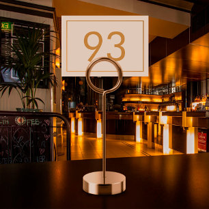 Numéro De Table Restaurant Texte Minimaliste Or Blanc