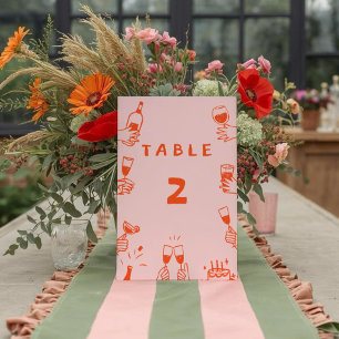 Numéro De Table Retro Funny Colorful Mariage Boho Wavy