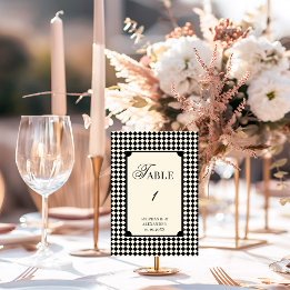 Numéro De Table Retro Old Money Black & Ivory Checkered Wedding