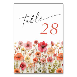 Numéro De Table Retro Pastel Pink Boho Fleur sauvage Détails sur l