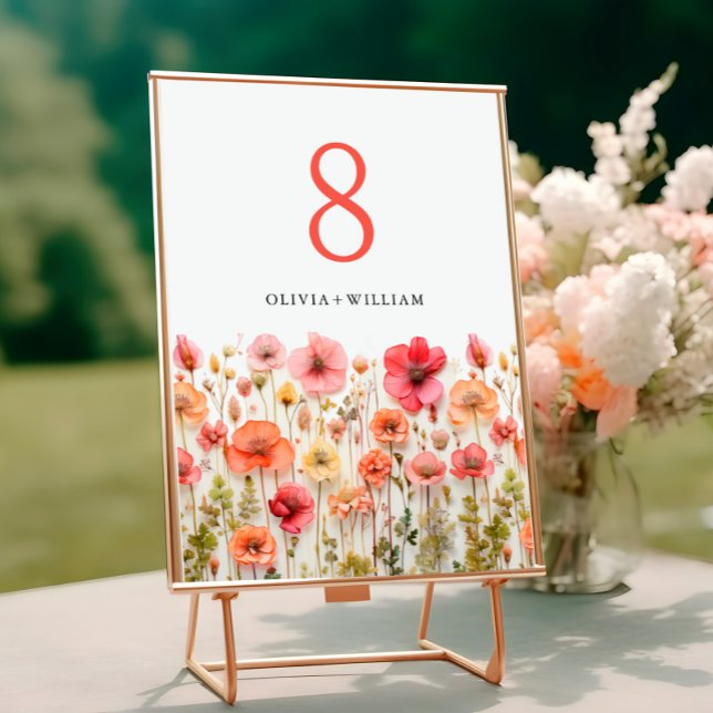 Numéro De Table Retro Pastel Pink Boho Fleur sauvage Détails sur l (Créateur téléchargé)