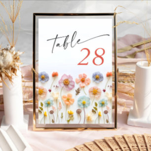 Numéro De Table Retro Pastel Pink Boho Fleur sauvage Détails sur l