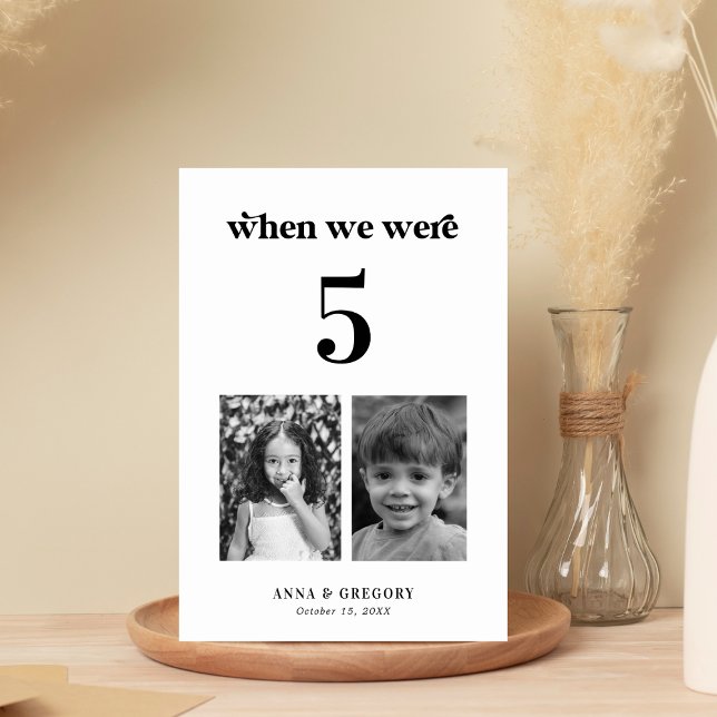 Numéro De Table Retro Photos d'Enfance Mariage Tableau # 5 (Créateur téléchargé)