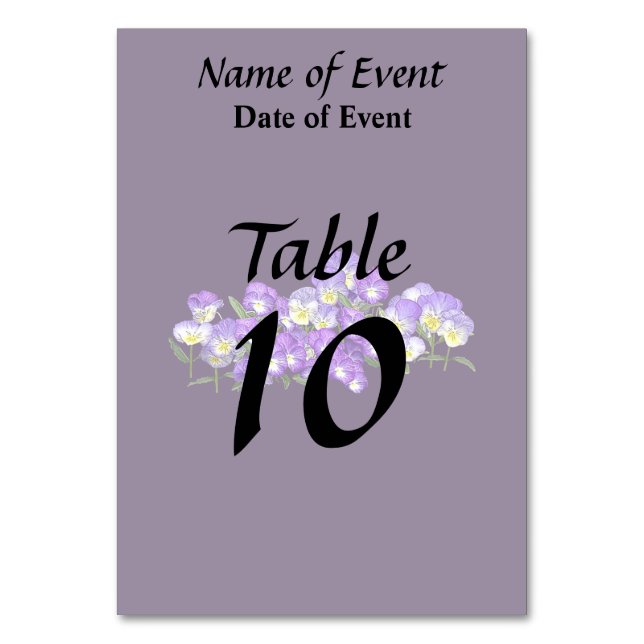 Numéro De Table Réunion de la famille Pansy (Dos)