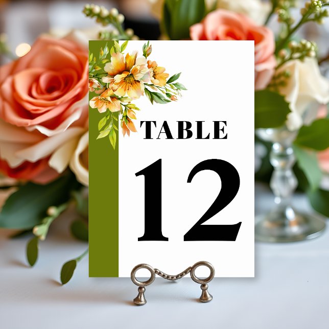 Numéro De Table Rhododendron fleurs orange jaune mariage (Créateur téléchargé)