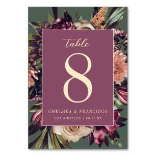 Numéro De Table Richesse du Mariage floral vert pourpre du printem
