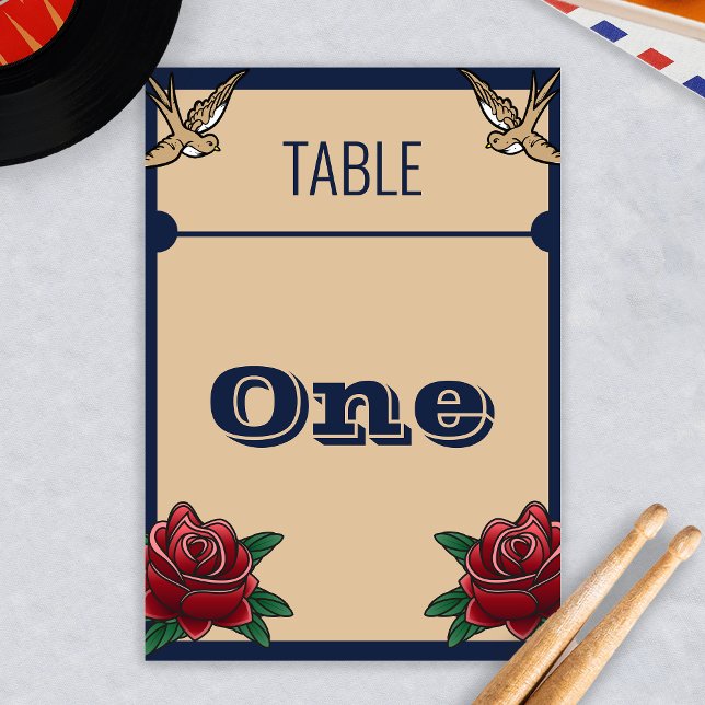 Numéro De Table Rockabilly Tattoo Réception De Mariage Gothique (Rockabilly Tattoo Gothic Wedding Reception Table Number)