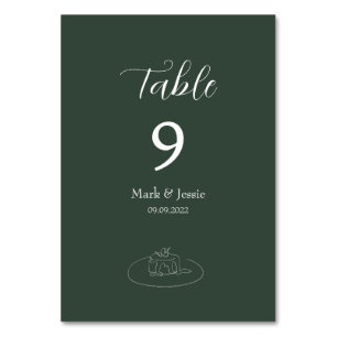 Numéro De Table ROE Dusky Green & White Simple Mariage
