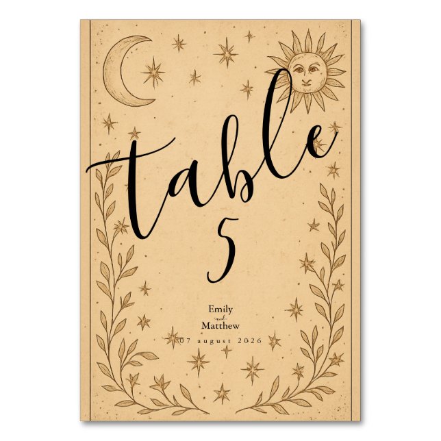 Numéro De Table Romance céleste Conception mystique du soleil et d (Par défaut)