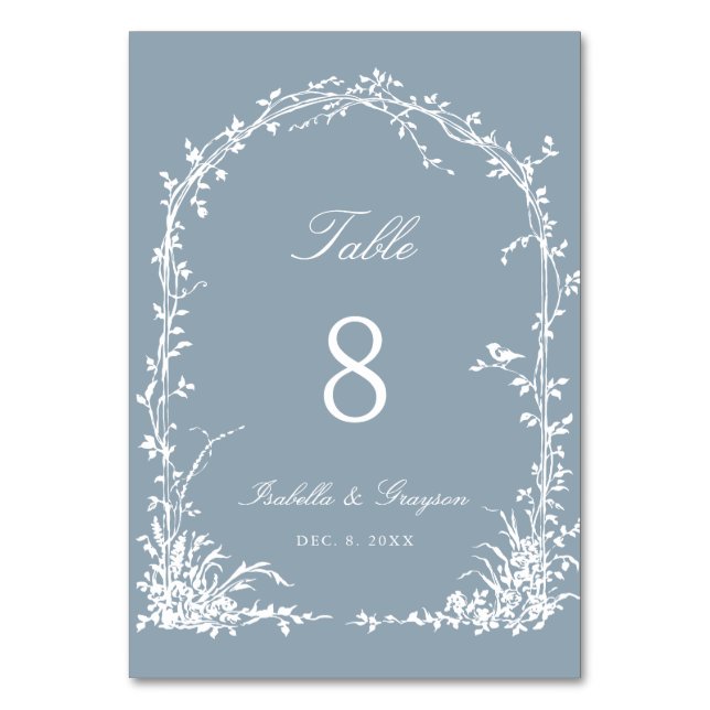 Numéro De Table Romantic Botanical Arch Garden Wedding Dusty Blue (Par défaut)