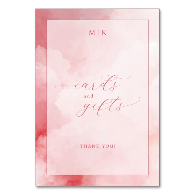 Numéro De Table Romantic Pink Watercolor Cards and Gifts Sign (Par défaut)