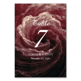 Numéro De Table Romantic Red Rose Burgundy Wedding Table Number