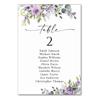 Numéro De Table Romantic Violet Flower Table Seating Chart Cards