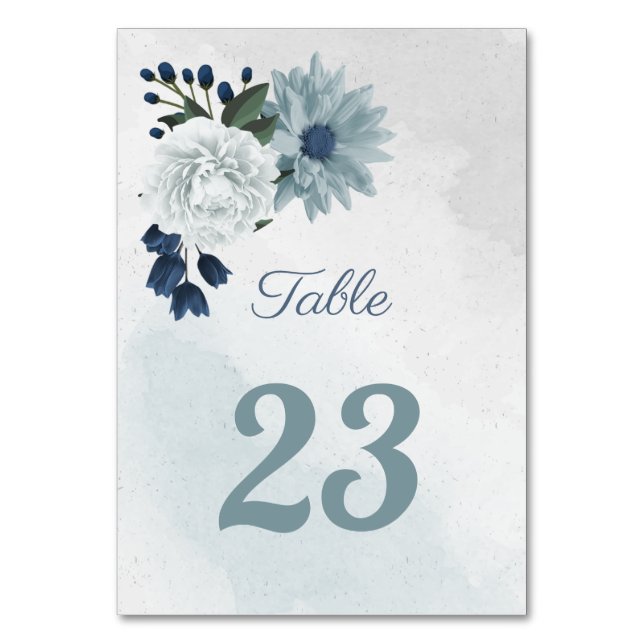 Numéro De Table romantique blanc & bleu vert fleuri (Par défaut)