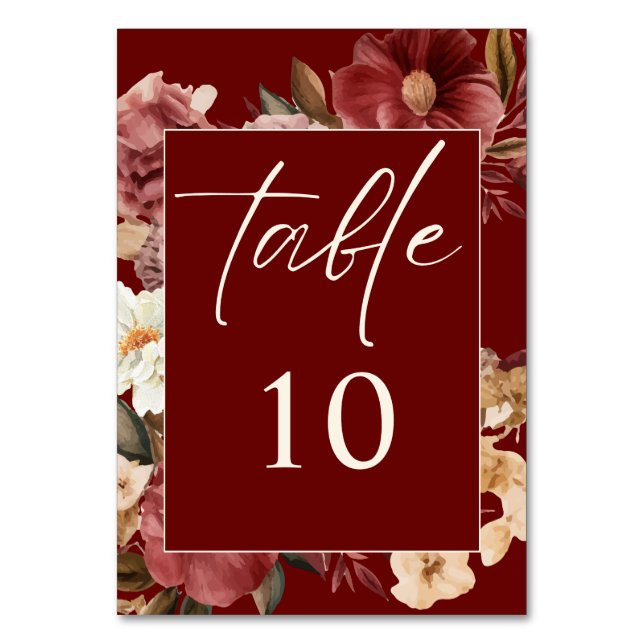 Numéro De Table Romantique Bourgogne rouge et Mariage en cuivre (Par défaut)