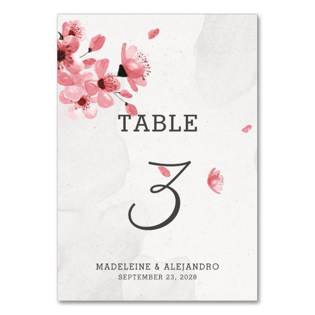 Numéro De Table Romantique cerisier rose fleur mariage élégant (Par défaut)