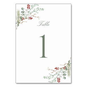 Numéro De Table Romantique Hiver Mariage de verdure
