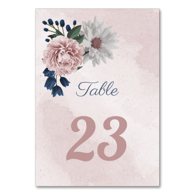 Numéro De Table romantique rose bleu & blanc fleuri vert (Par défaut)