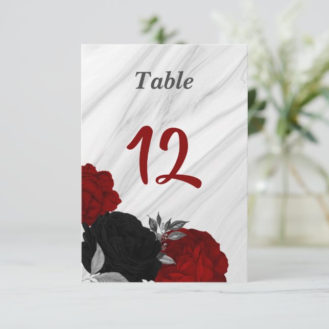Numéro de table romantique rouge et noire (Debout devant)