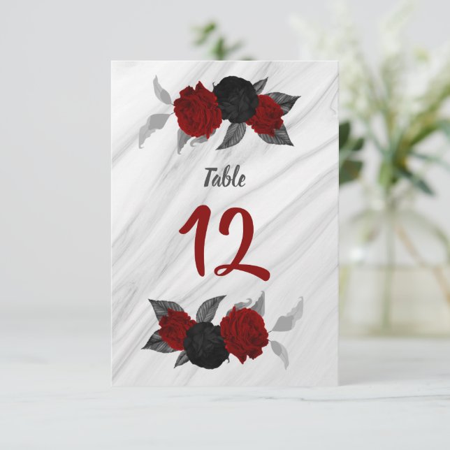 Numéro de table romantique rouge et noire (Debout devant)