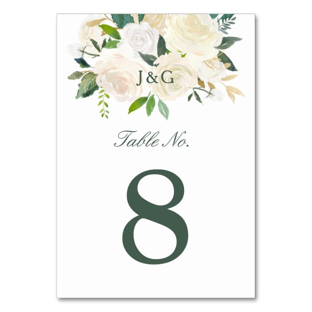 Numéro De Table Rose blanche | (Par défaut)