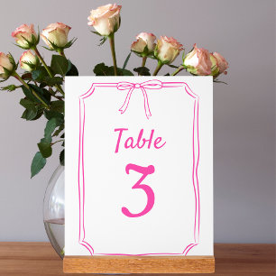 Numéro de table rose chaud Mariage simple moderne 