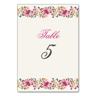 Numéro De Table Rose Classique Verte Jaune Floral Cygne Oiseau Mar