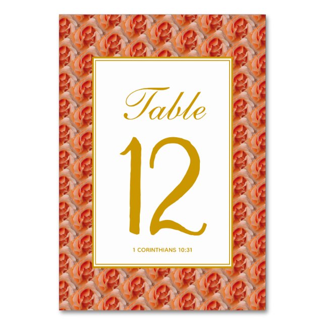 Numéro De Table ROSE CORAIL Élégante Fleurie MARIAGE Chrétien (Par défaut)
