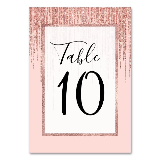 Numéro De Table Rose de luxe Gold Sparkly Glitter Fringe (Par défaut)