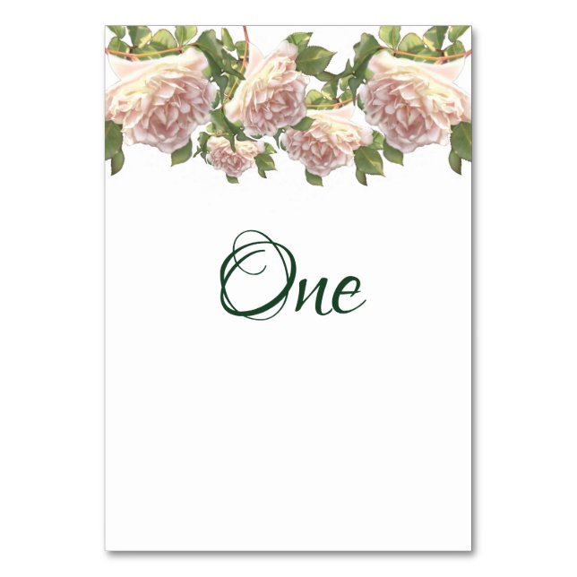 Numéro De Table Rose de pêche ivoire rougissante écriture calligra (Par défaut)