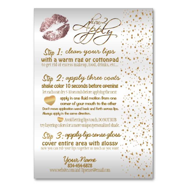Numéro De Table Rose Dusty & Gold Confetti Lip Instructions 2 (Par défaut)