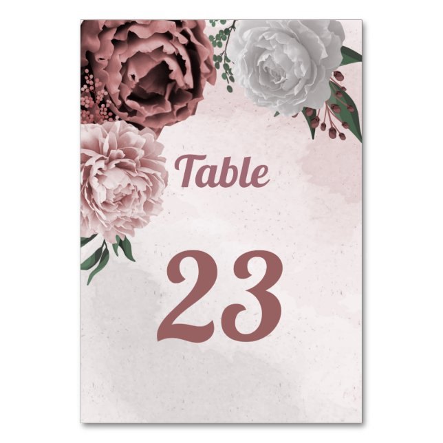 Numéro De Table rose florale rose cannelle blanc (Par défaut)