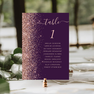 Numéro De Table Rose  foncé Gold Parties scintillant Mariage