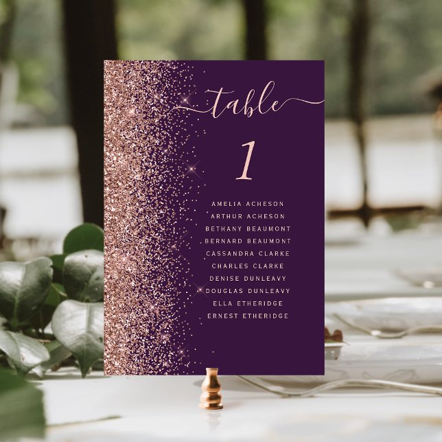 Numéro De Table Rose  foncé Gold Parties scintillant Mariage (Créateur téléchargé)
