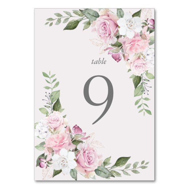 Numéro De Table Rose Garden élégant floral Table Card (Par défaut)