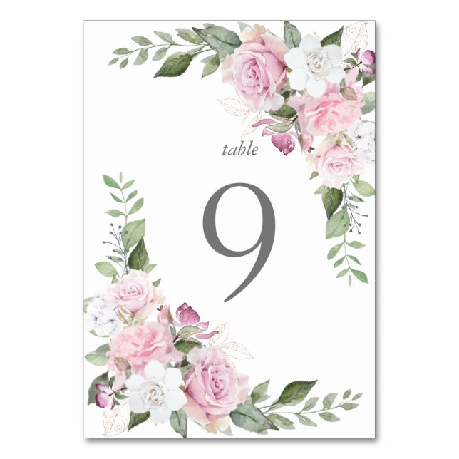 Numéro De Table Rose Garden élégant floral Table Card (Par défaut)