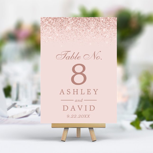 Numéro De Table Rose Gold Confetti Blush Pink Mariage moderne (Créateur téléchargé)