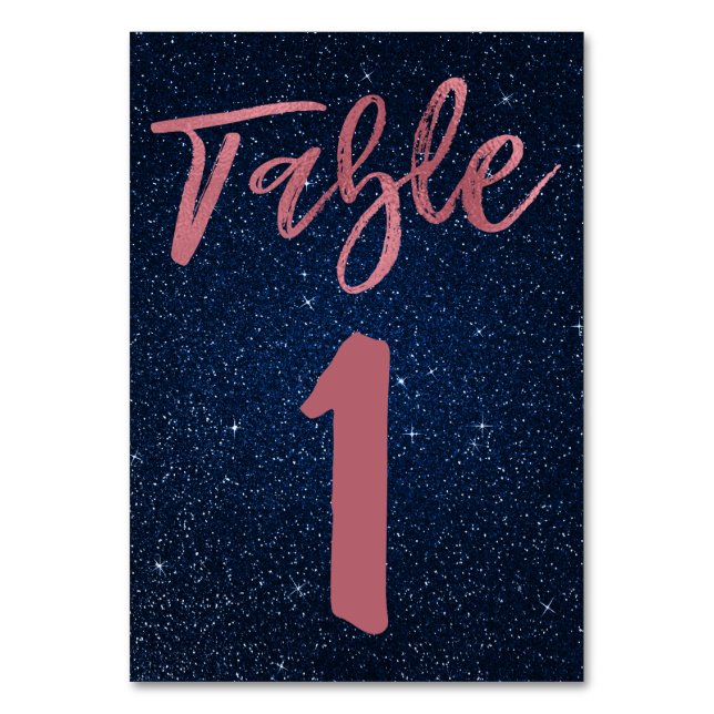 Numéro De Table Rose Gold Foil et Navy Blue Table Numéro (Par défaut)