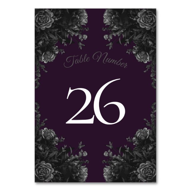 Numéro De Table Rose gothique gris violet Mariage gothique Numéro  (Dos)