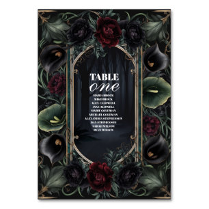 Numéro De Table Rose noir Floral Gothique Mariage d'Halloween