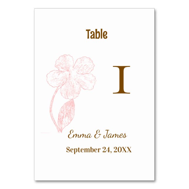 Numéro De Table Rose Pâle Élégant Floral  (Par défaut)