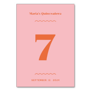 Numéro de table rose rétro